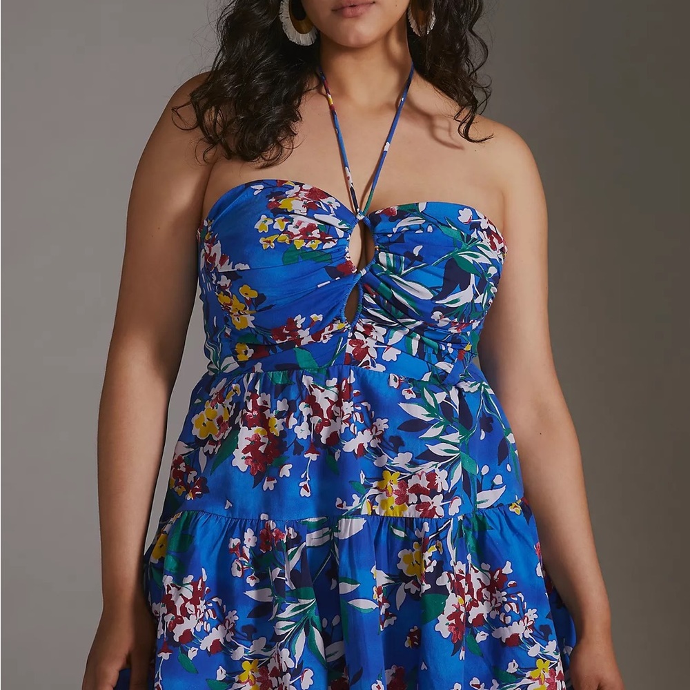 Anthropologie Emily Floral Halter Mini Dress - Picture 14 of 17